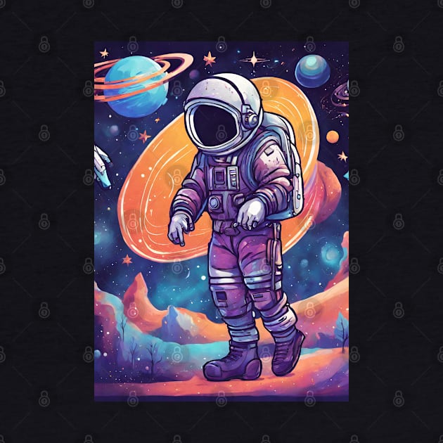 Colourful Astronaut Space Walking by Elysian Alcove